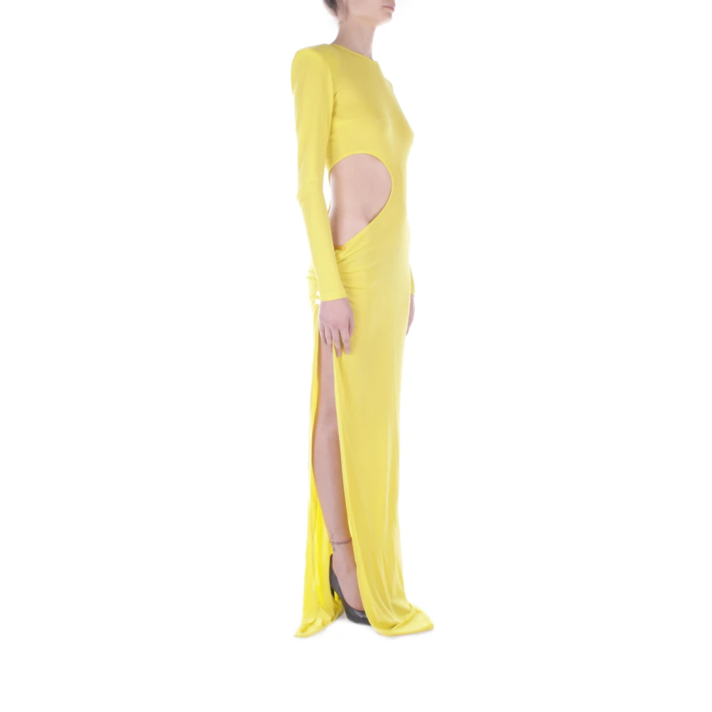Elisabetta Franchi Gele Jurk met Achterrits Split Yellow Dames