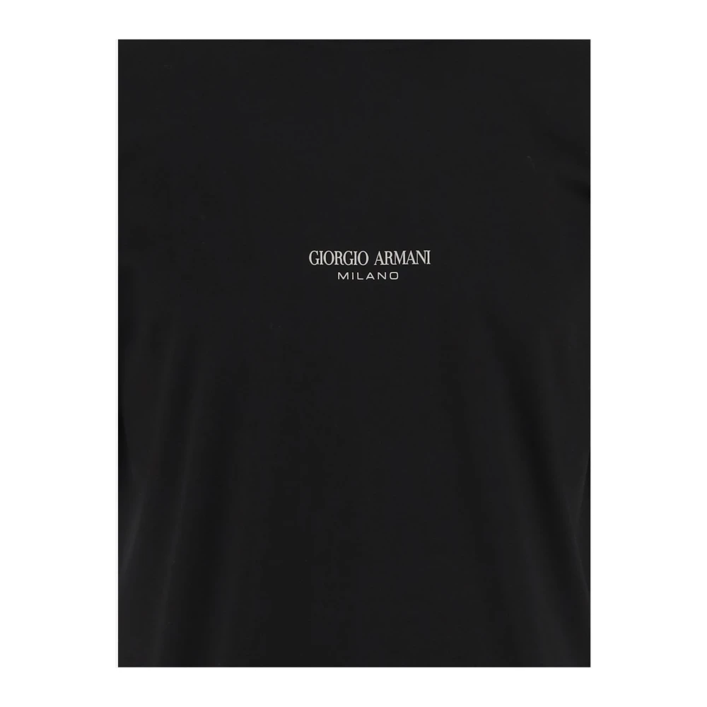 Giorgio Armani Logo Katoenen T-shirt Zwart Crew Neck Black Heren