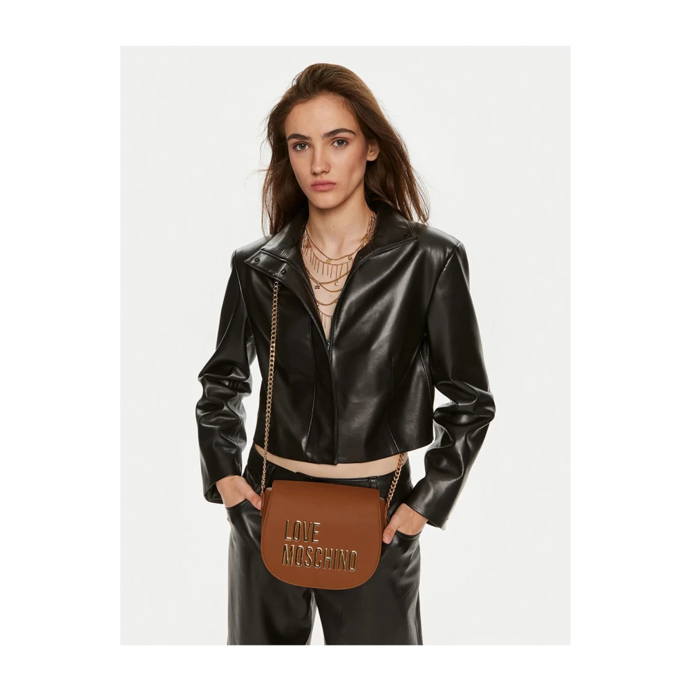 Love Moschino Bruine schoudertas met klep sluiting Brown Dames