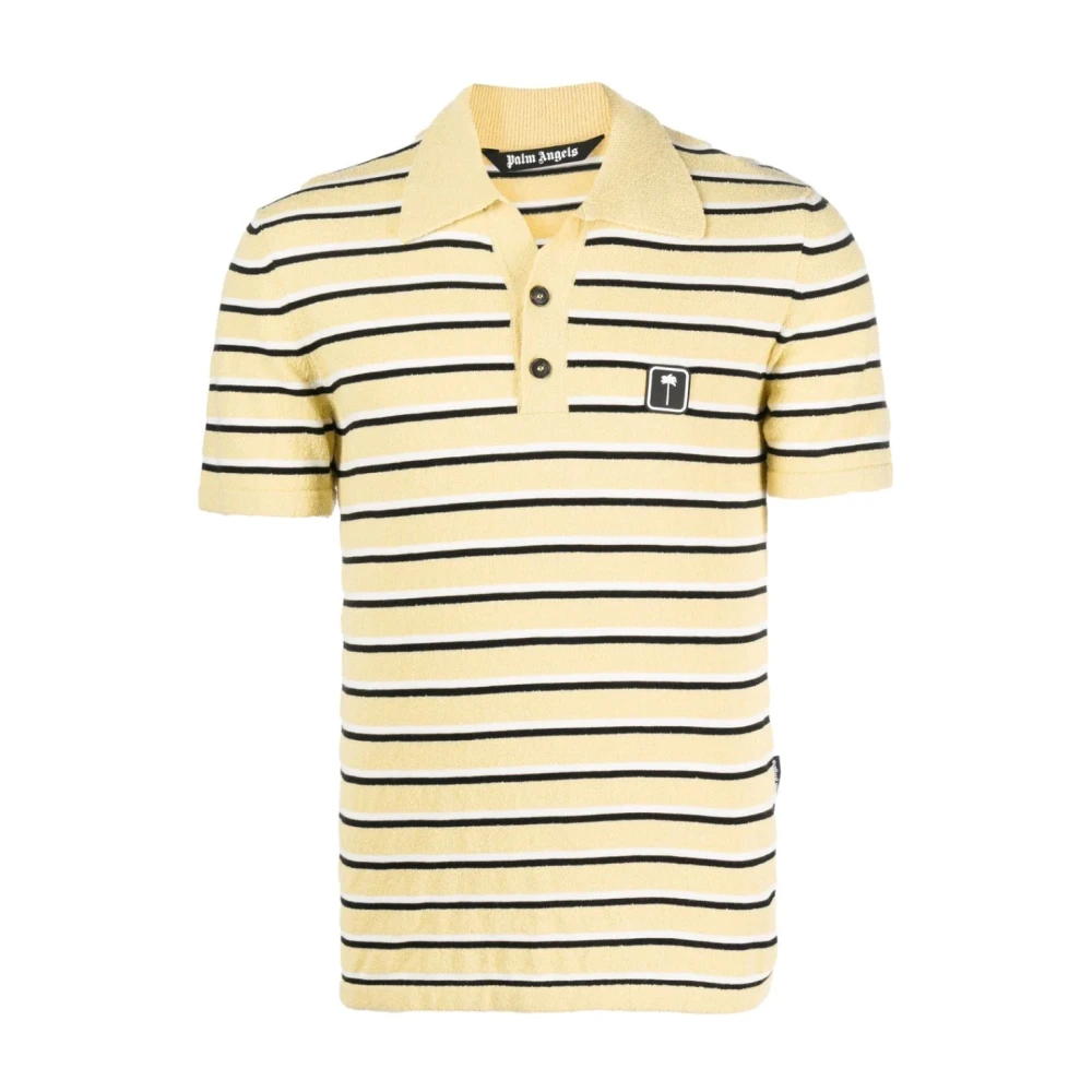 Palm Angels Randig Terry Stickad Polo Skjorta Yellow, Herr