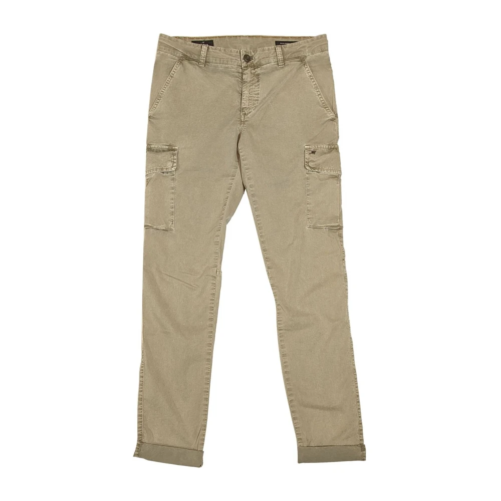 Mason's Slim Cargo Broek Iconische Wassing Khaki Beige Heren