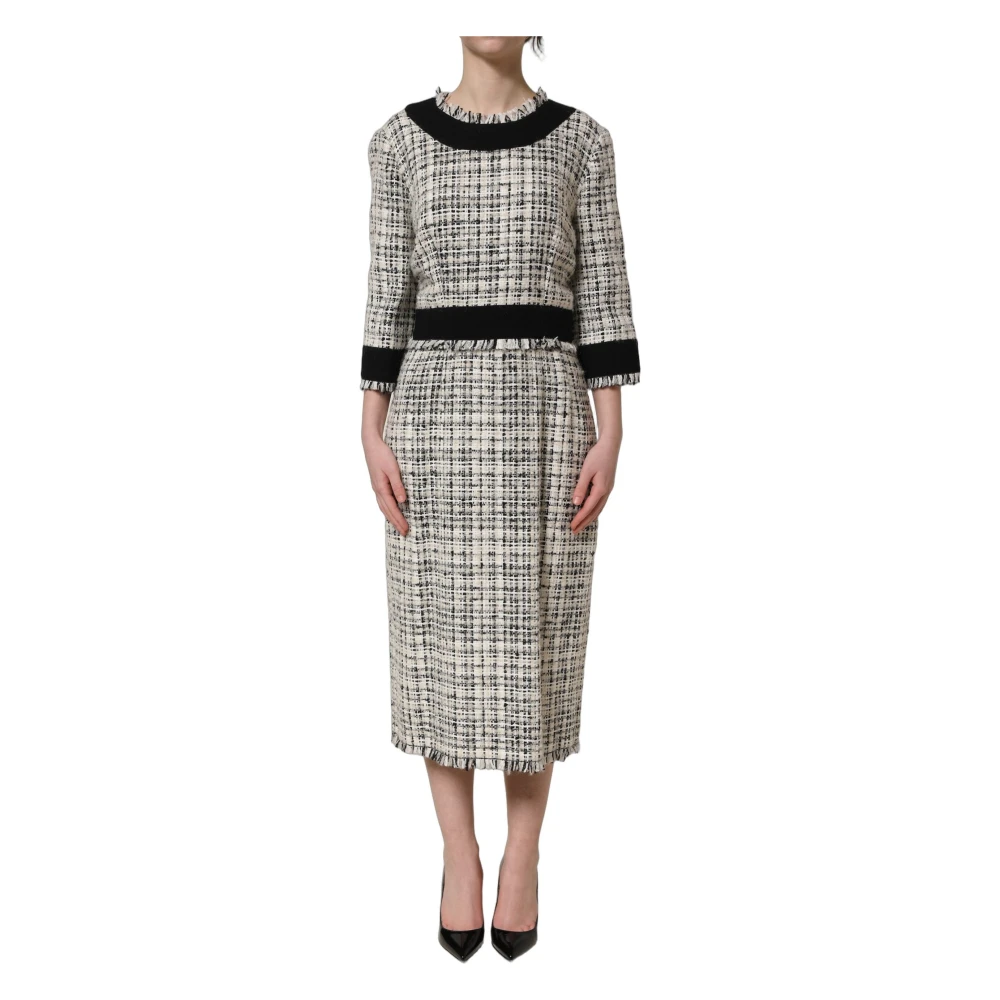 Dolce & Gabbana Women's Multicolor Frayed Bouclé Tweed Midi Dress - Midi Dresses - 2XL - Dresses