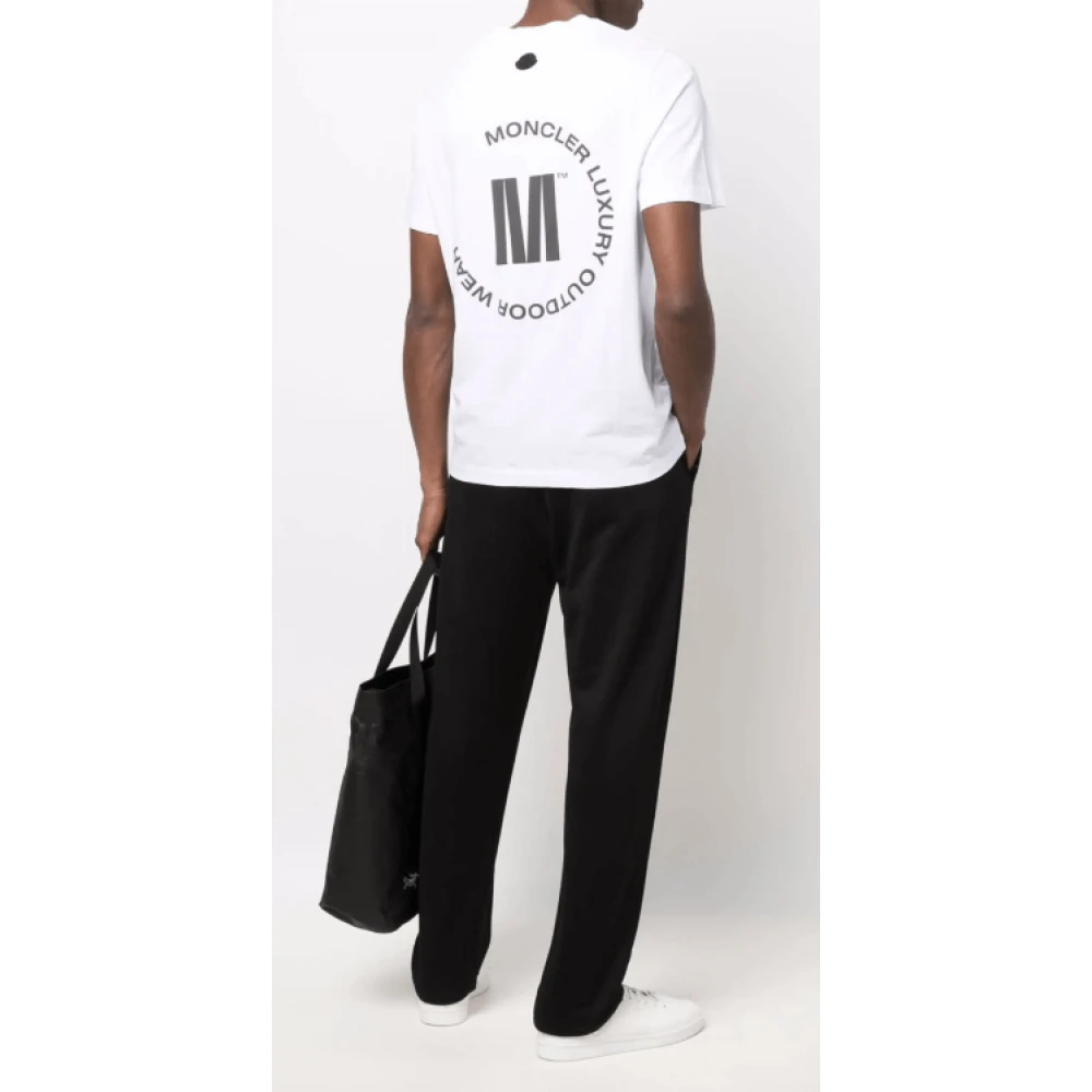 Moncler Wit Logo Print Achterkant T-shirt White Heren