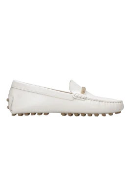 Vita Lädersneakers med Metallstång