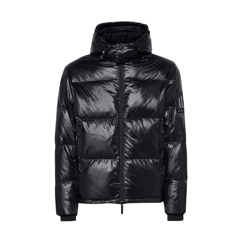 Emporio Armani Zwarte Puffer Hooded Jas Black Heren