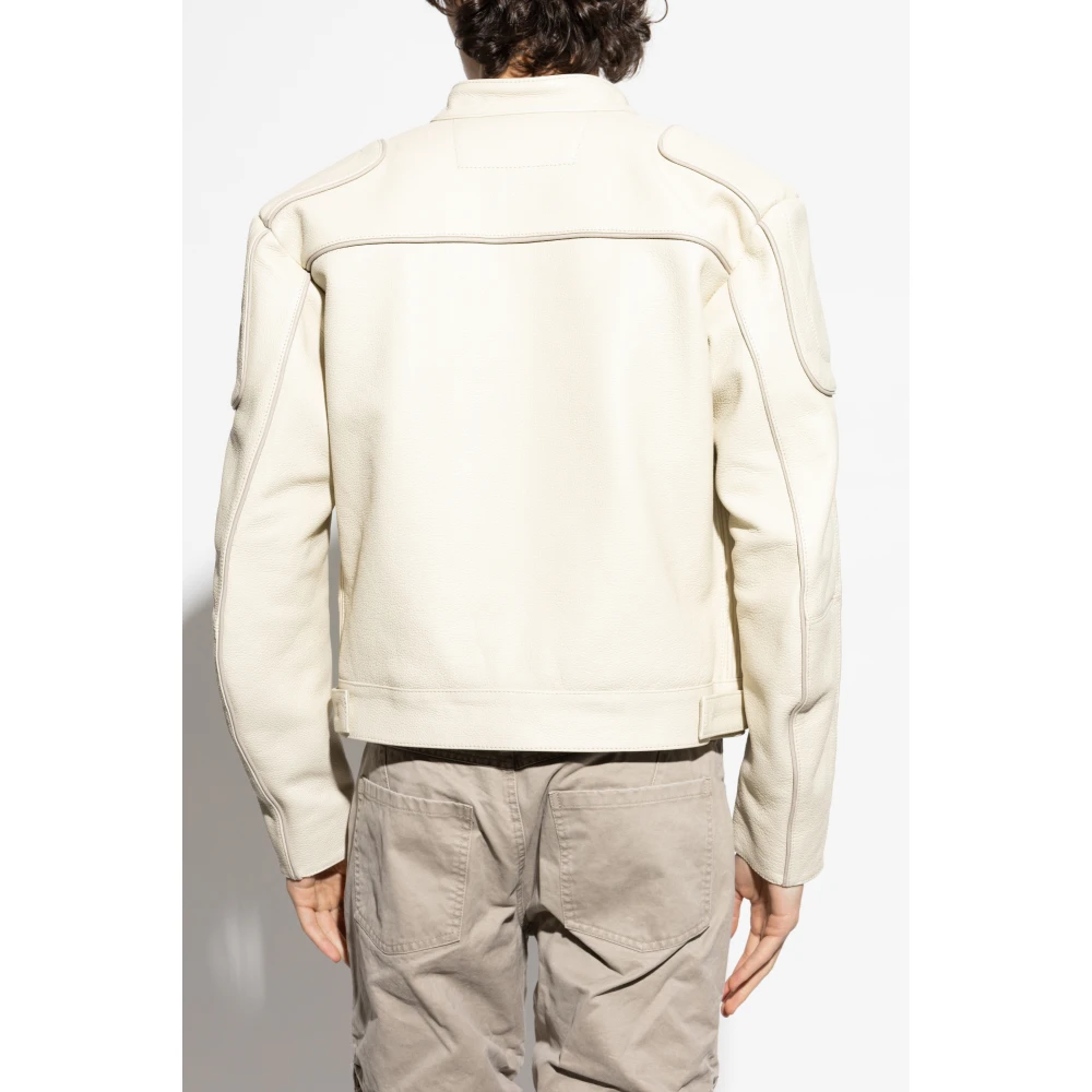 Misbhv Leren jas met logo Beige Heren