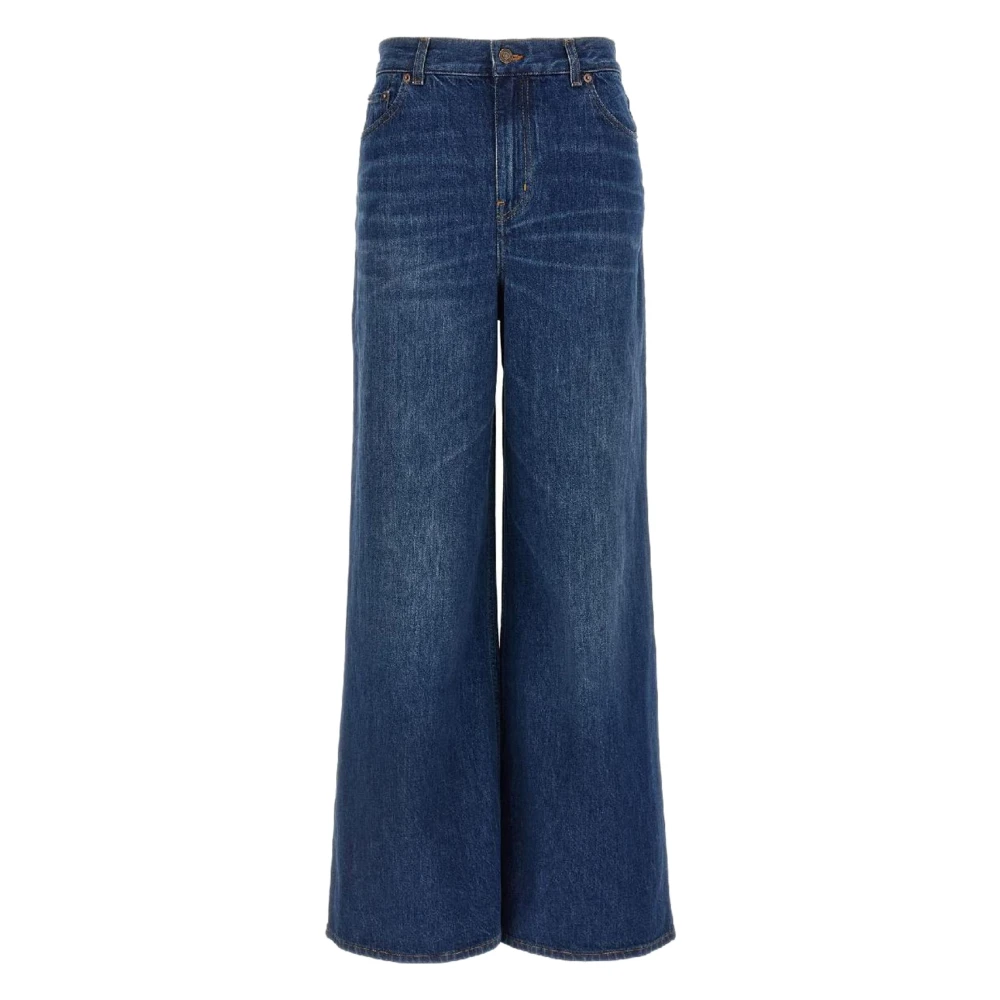 Chloé Women's Blue Wide Jeans, W28, High-Rise Wide-Leg Jeans