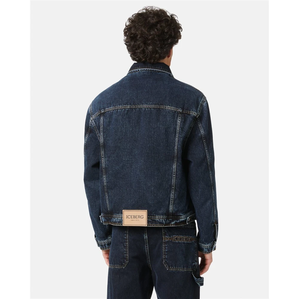 Iceberg Spijkerjas met vintage behandeling Blue Heren