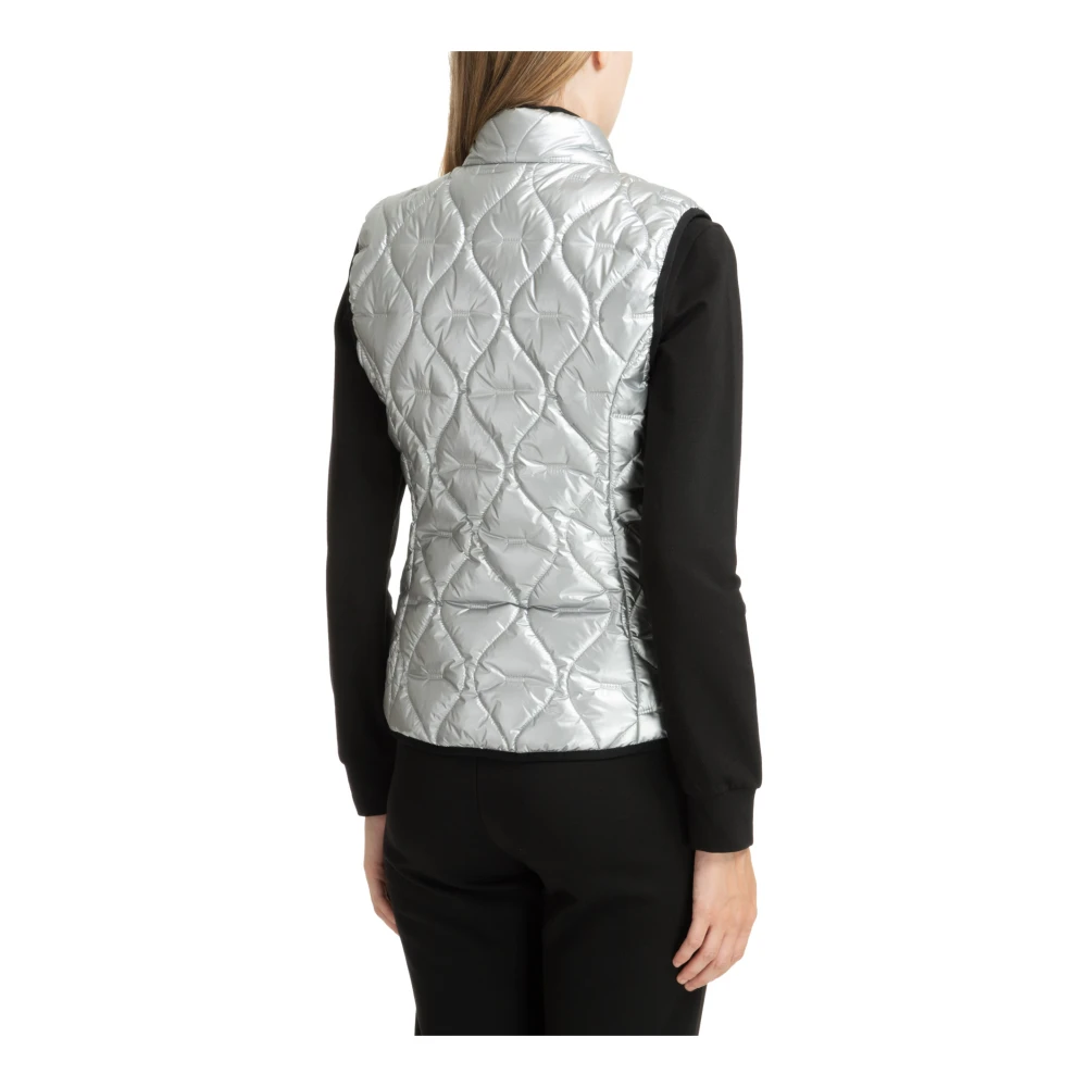 Emporio Armani EA7 Effen Vest met Ritssluiting en Verborgen Capuchon Gray Dames