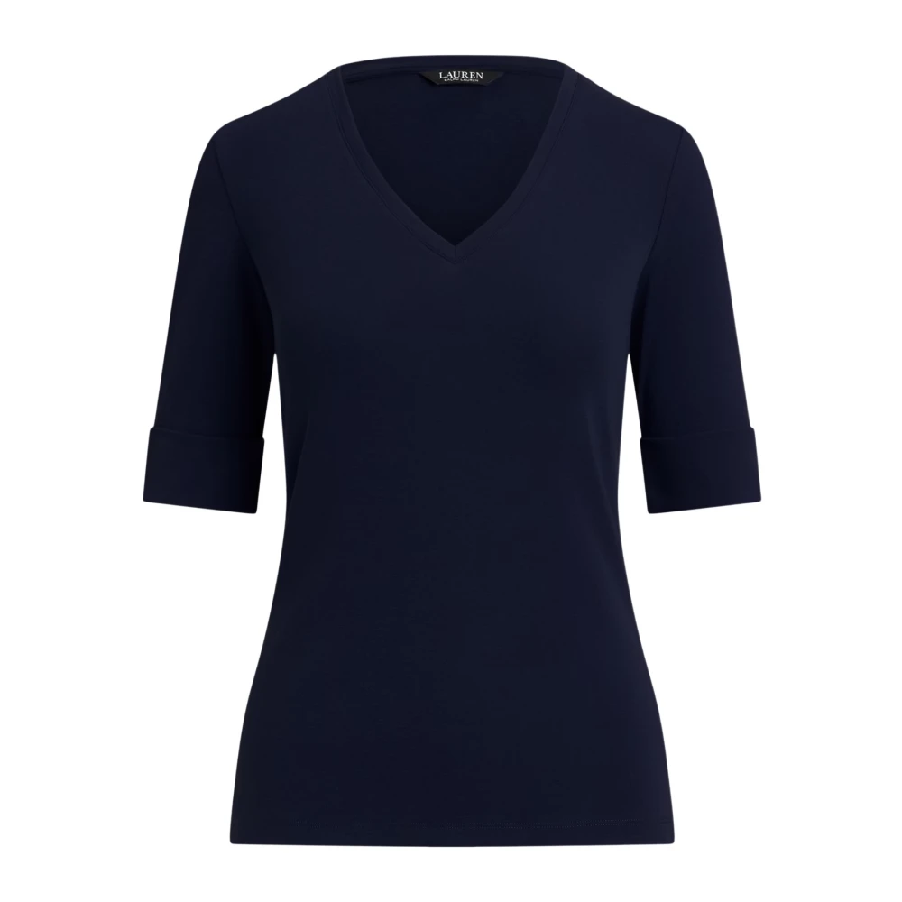 Ralph Lauren Donna Blu V Judy Elbow Sleeve Knit