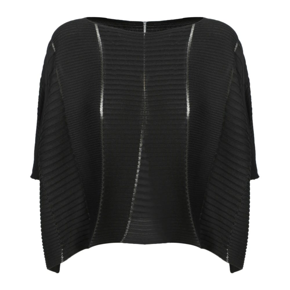 Issey Miyake Geplooide Gebreide Top Black Dames