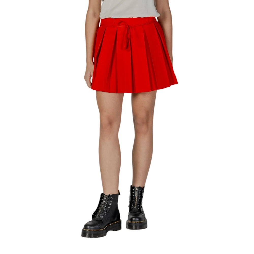 Only Women's Red Short Skirts, S, Onlmarine Life Mw String Pleat Tlr Mini Skirt