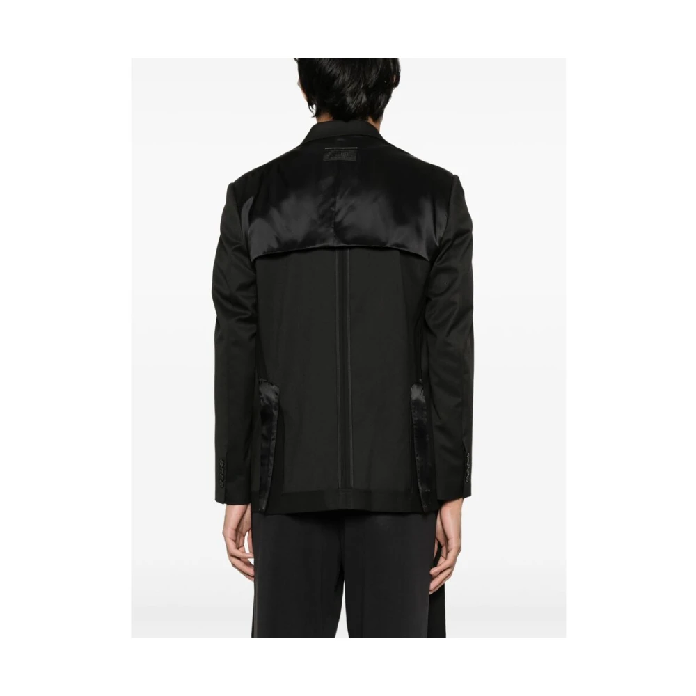 MM6 Maison Margiela Zwarte geknoopte jas met schoudervullingen Black Heren