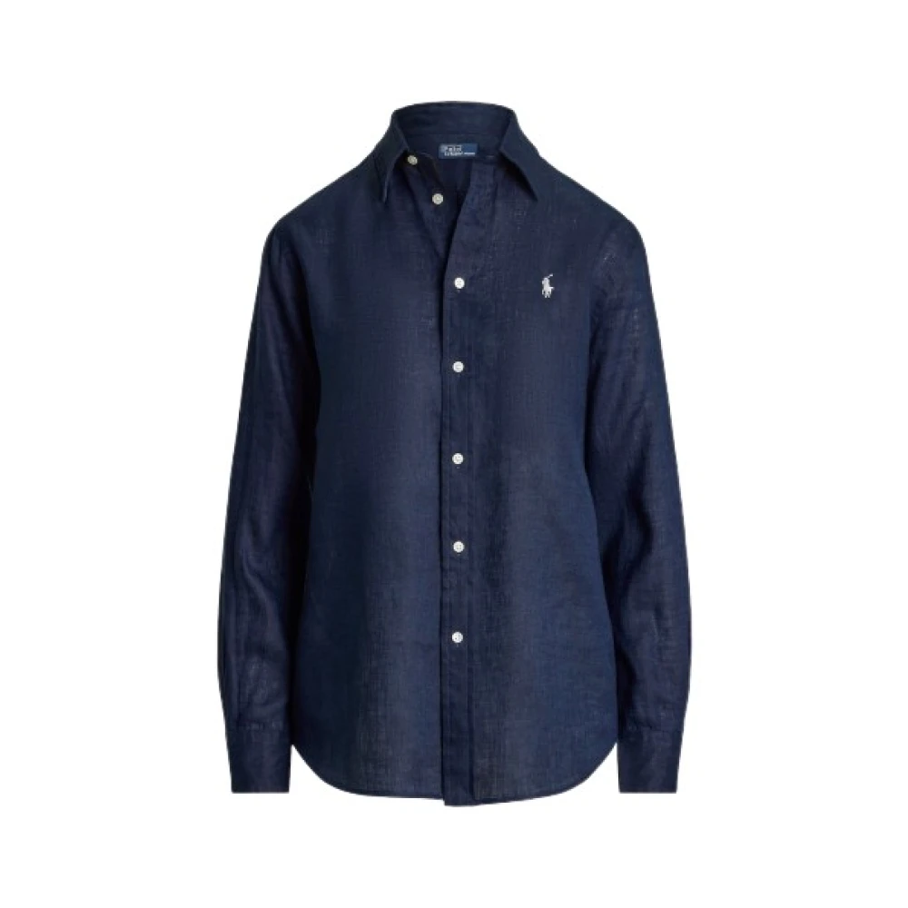 Polo Ralph Lauren Linnen overhemd met puntkraag Blue Dames