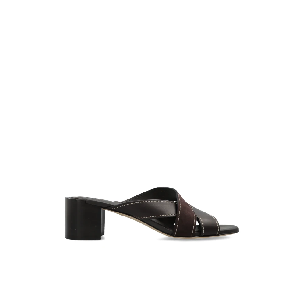Tod's Women's Brown Heeled Mules, 5 Uk, Cross-Strap Sandals
