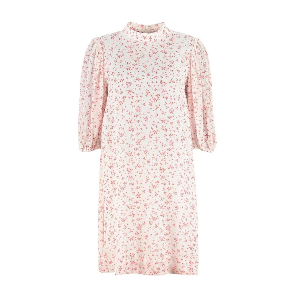Ganni Bloemenprint Midi Jurk voor Vrouwen White Dames