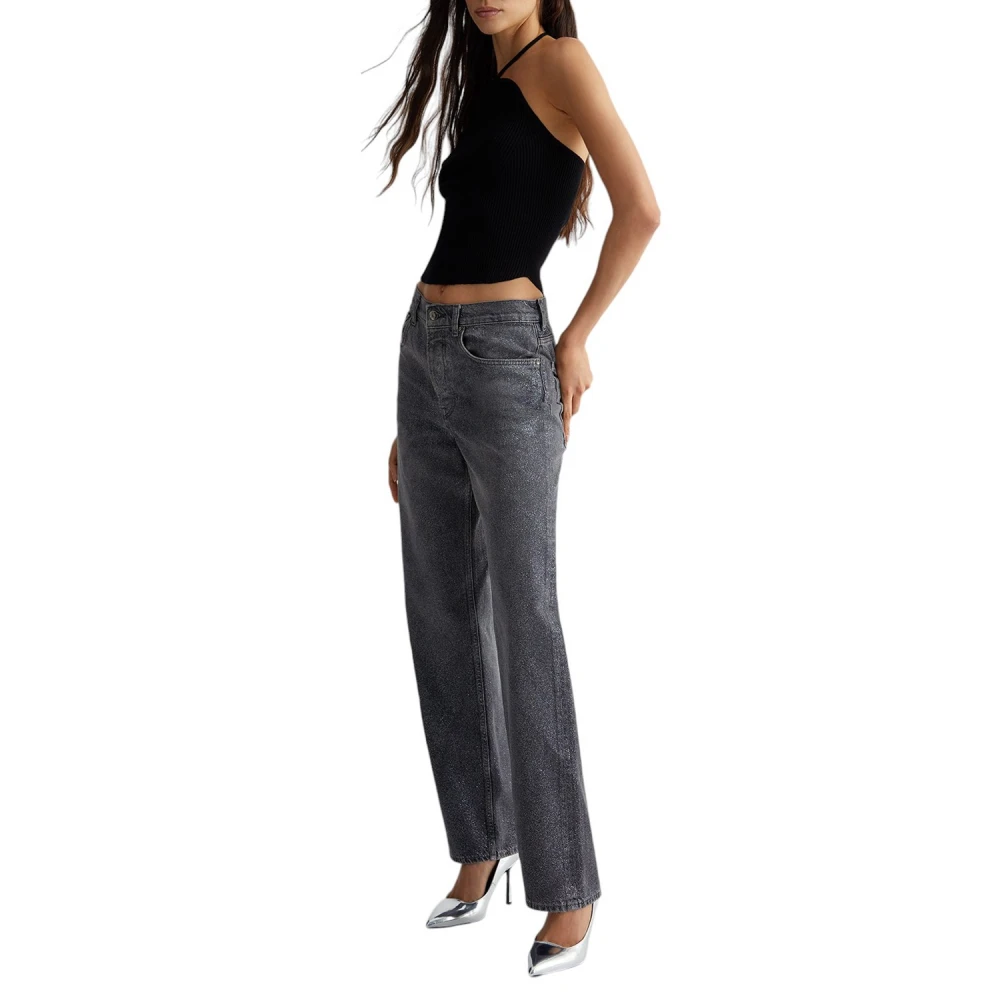 Liu Jo Glitter Zwart Zilver Denim Broek Gray Dames