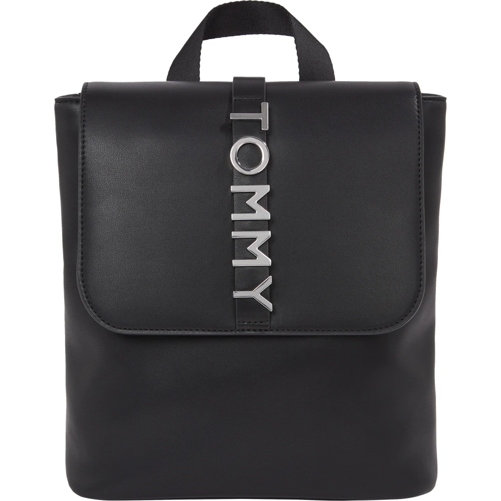 Tommy Jeans Svart Elegant Metalllogotyp Ryggsäck Black, Dam