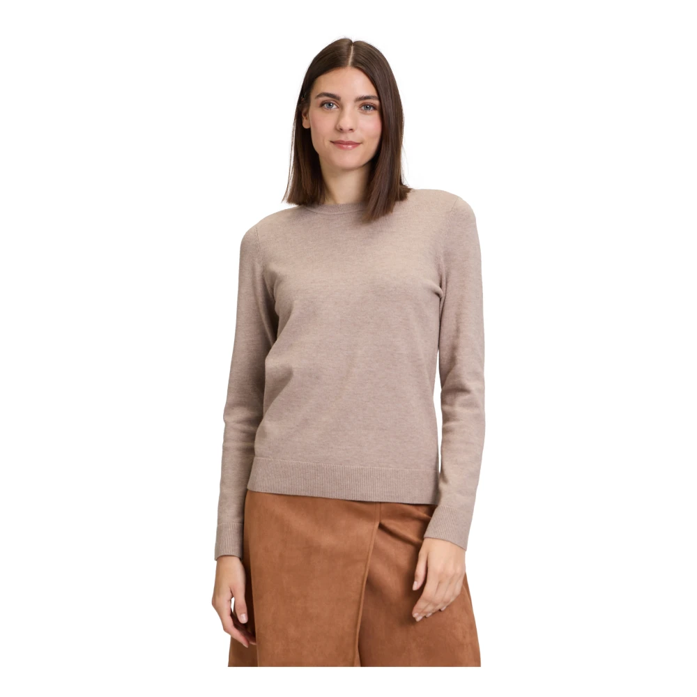 Betty Barclay Basis Gebreide Trui met Ronde Hals Beige Dames