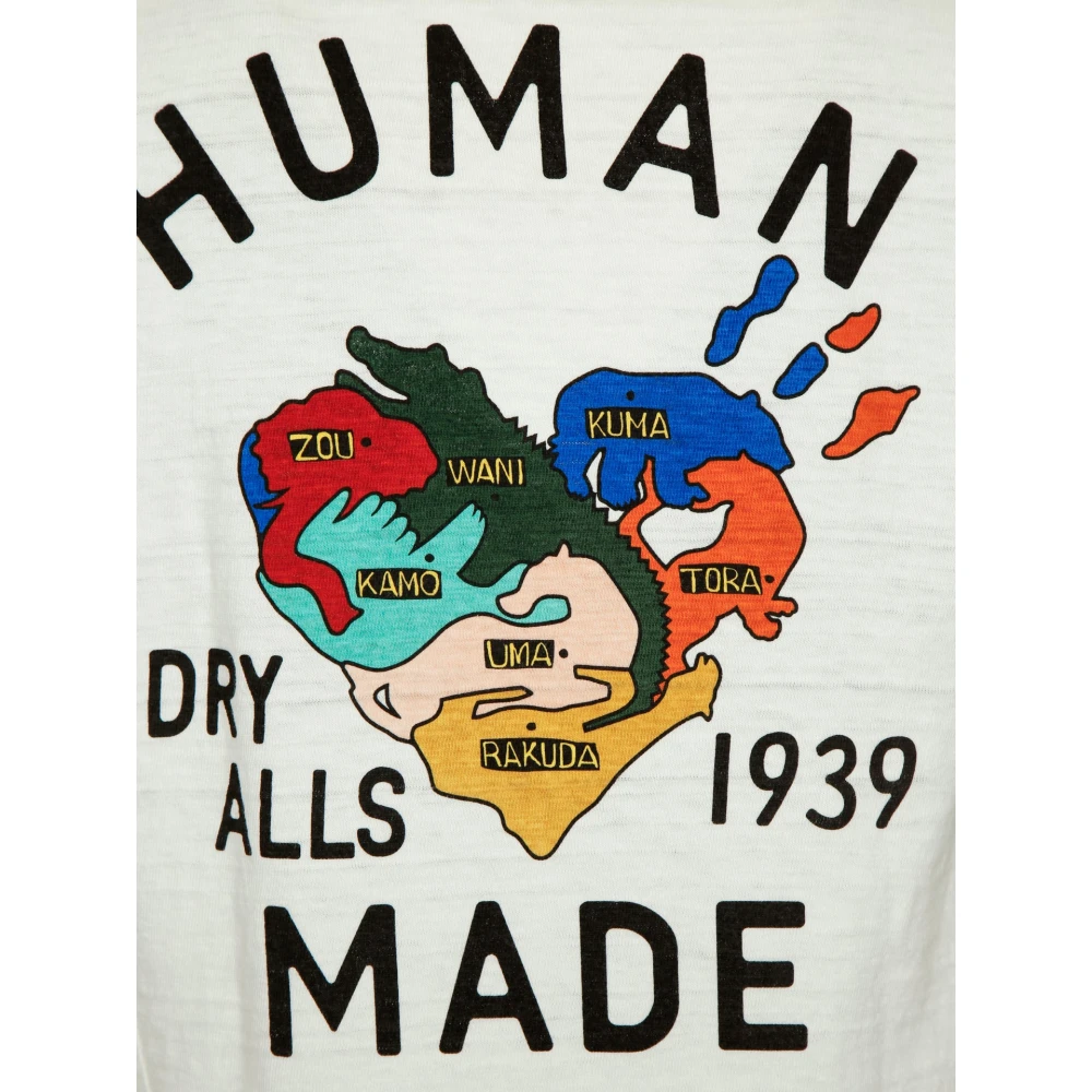 Human Made Rib Ronde Hals T-Shirt met Prints White Heren