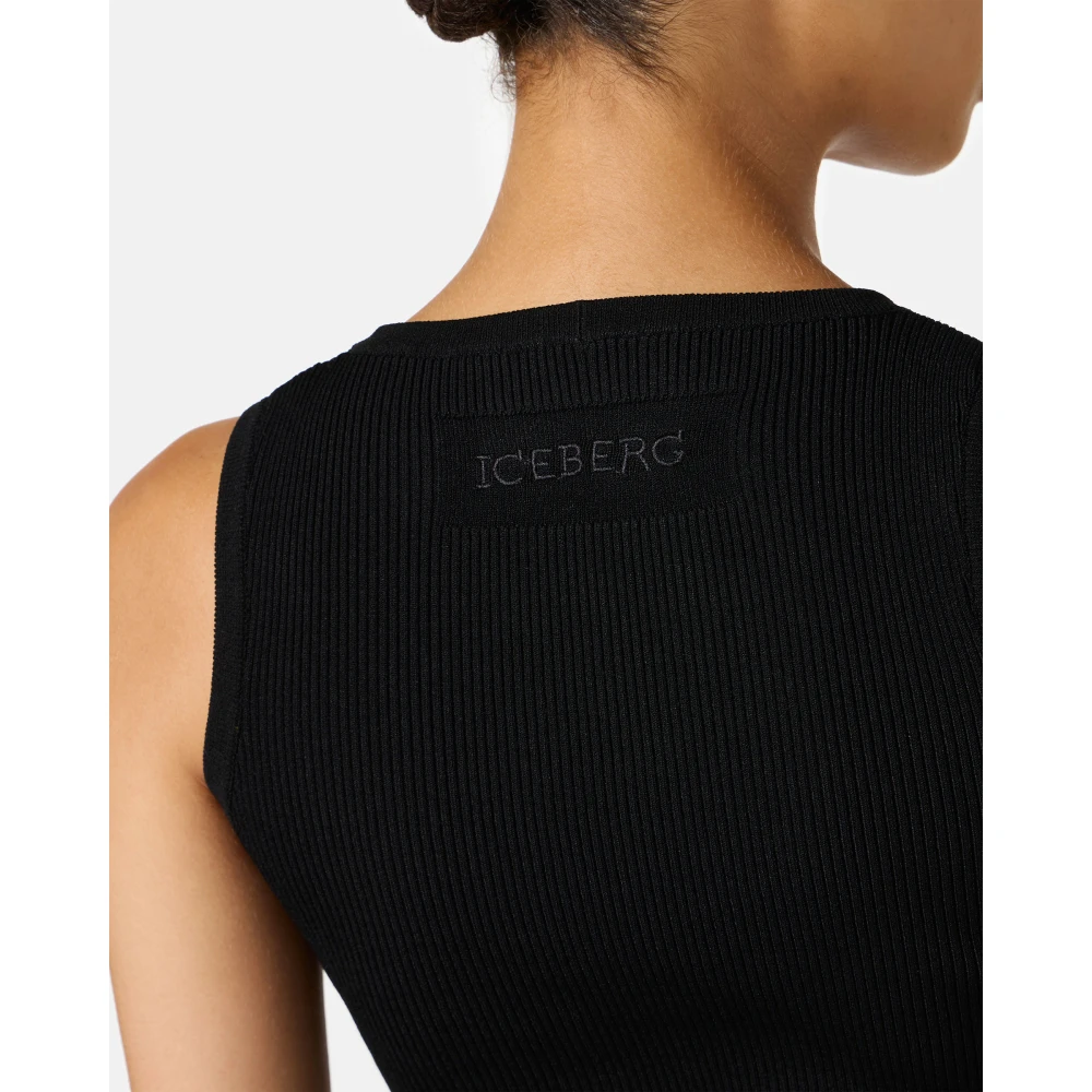 Iceberg Kleine zwarte geribbelde hemdje Black Dames
