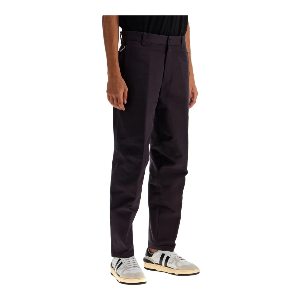 Lanvin Rits Biker Gabardine Broek Purple Heren