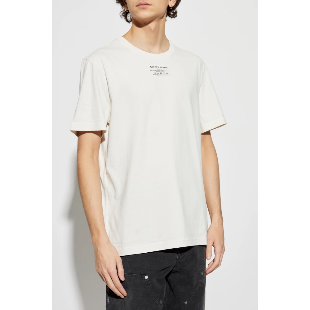 Golden Goose T-shirt met logo Beige Heren