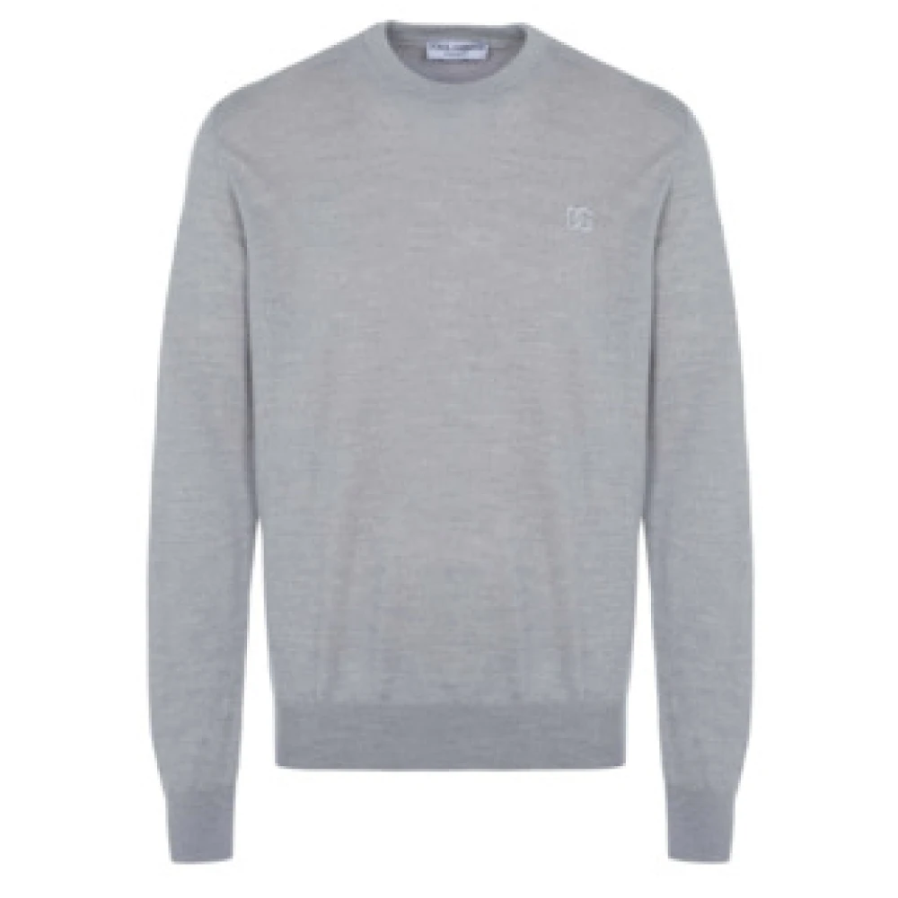 Dolce & Gabbana Men's Gray Grey Jumper & Cardigan - Round-Neck Knitwear - L - Knitwear