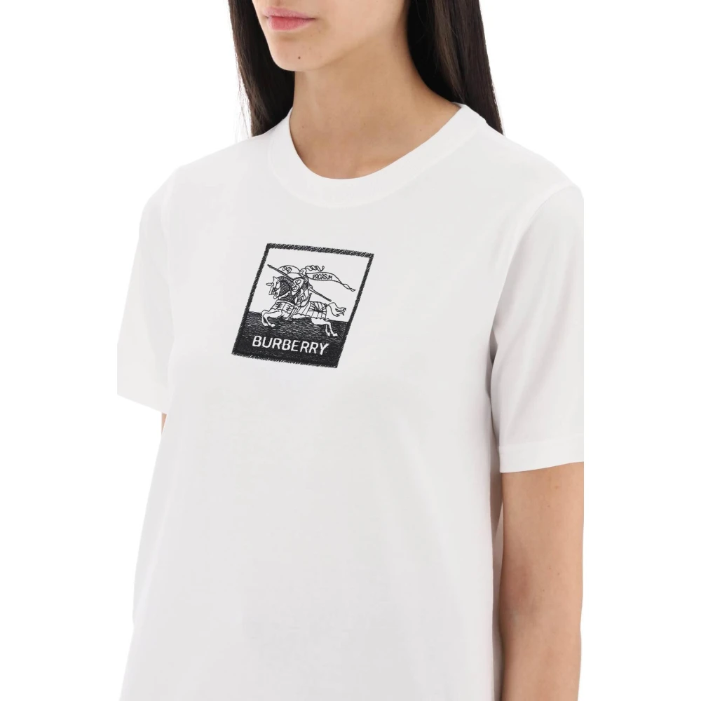 Burberry Margot T-Shirt met EKD Borduursel White Dames