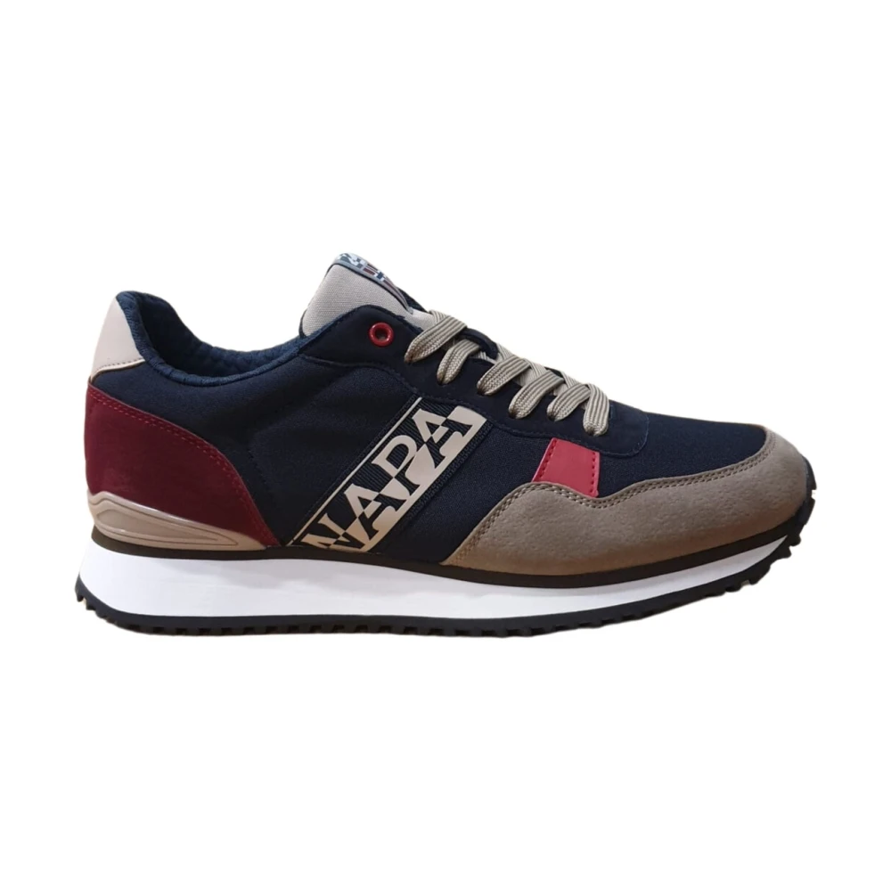 Napapijri Zwarte leren/stoffen lage sneakers Heren Schoenen Veelkleurig Multicolor
