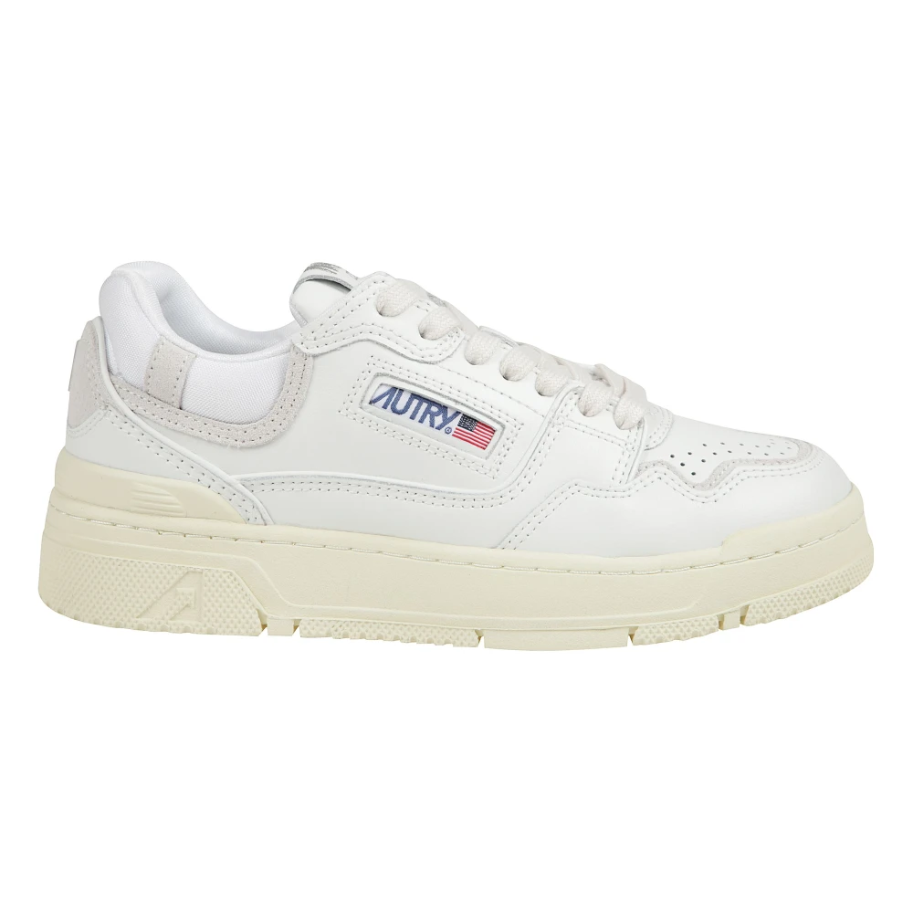 Autry Witte Leren Sneakers met Suède Details Dames Schoenen