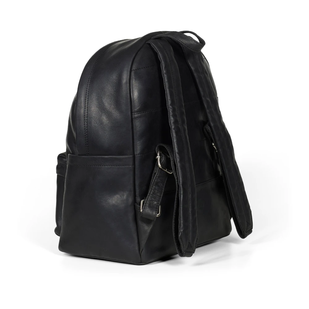 Howard London Zwarte Leren Casual Rugzak Black Heren