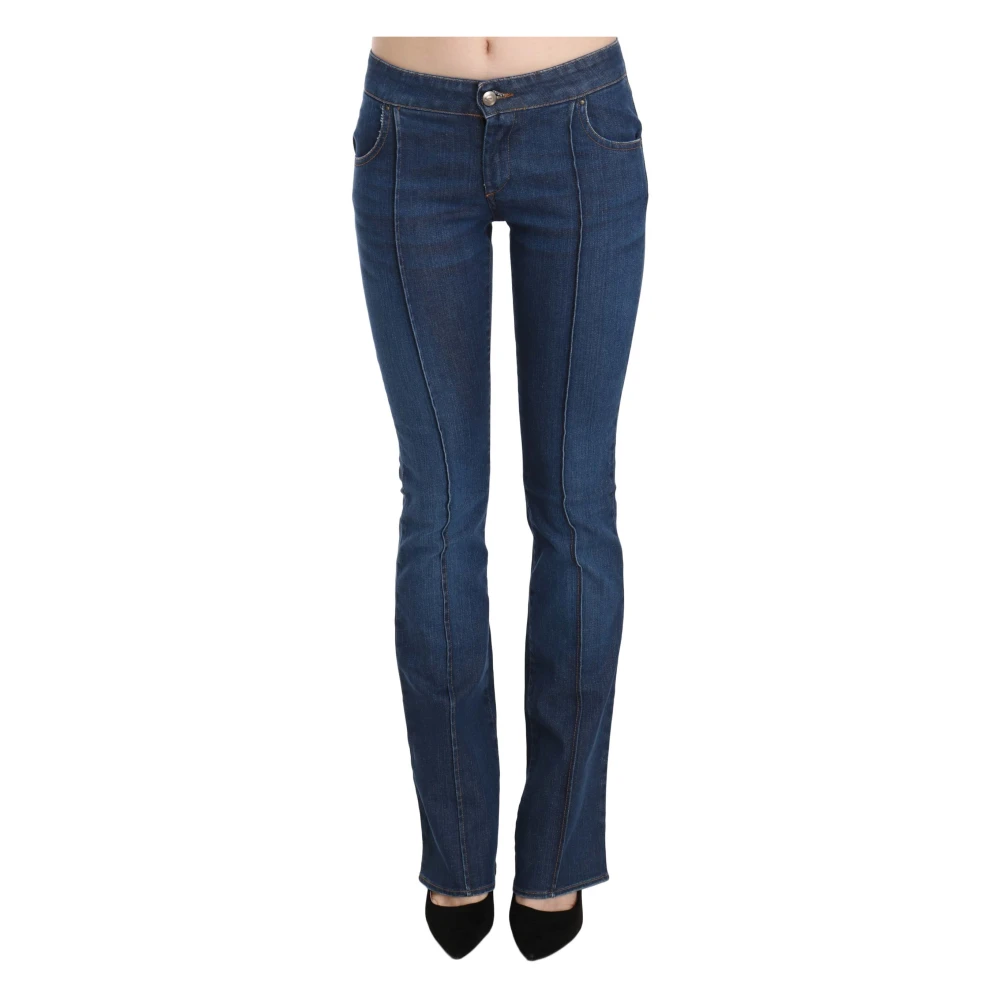 Just Cavalli Lage taille laars gesneden denim broek jeans Blue Dames