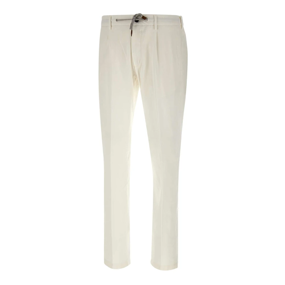 Eleventy Men's White Slim-Fit Trousers, W36, Iconic Jogger Trousers