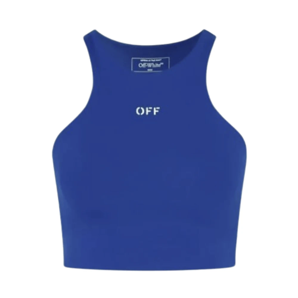 Off White Sleeveless Tops Blue Dames