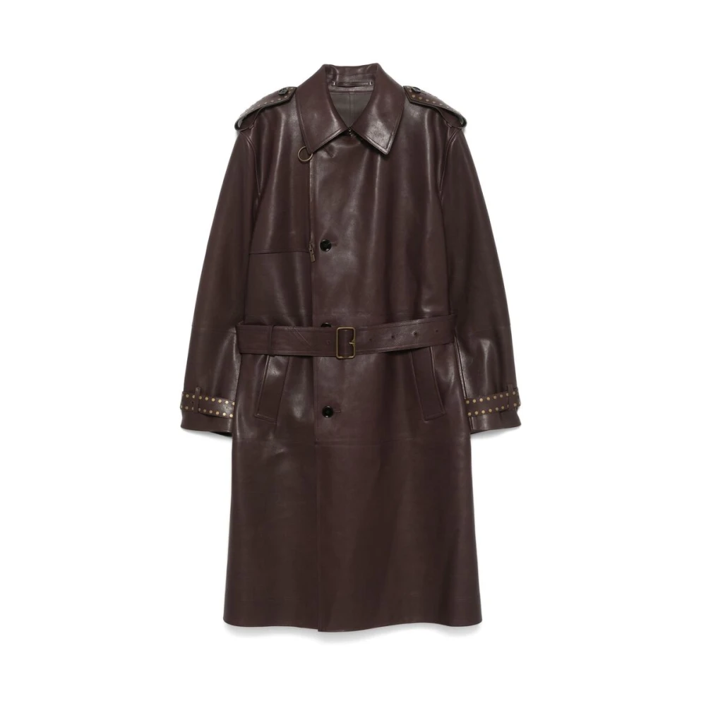 Burberry Stud Embellished Leren Jas Brown Heren