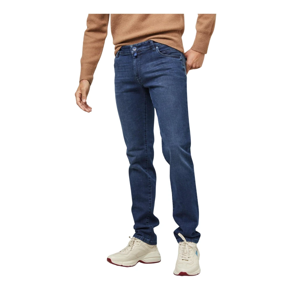 Meyer Slim Stretch Denim Cross Hedge Jeans Blue Heren
