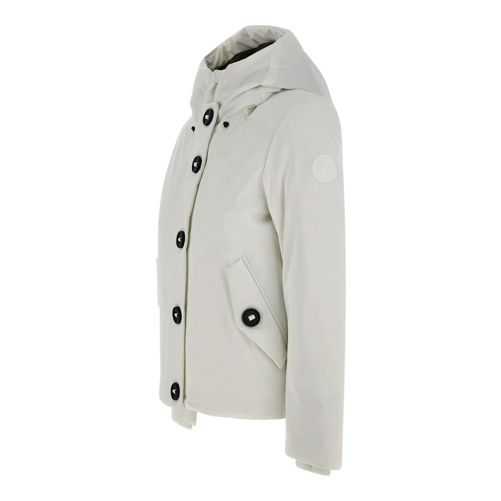 Save The Duck Witte Dames Parka met Nep Bont Trim White Dames