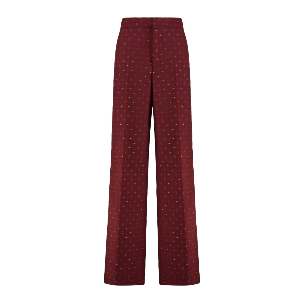 Etro Women's Red Wide Trousers, Xs, Geometric Print Wide-Leg Trousers