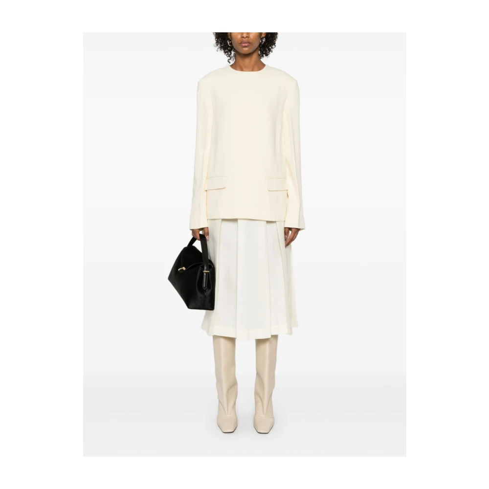 TotêMe Midi Wol Zijde Ivoor Rok Beige Dames