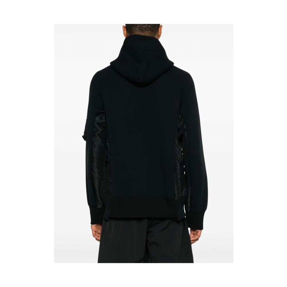 Sacai Zwarte Hoodie met Ritszak Black Heren