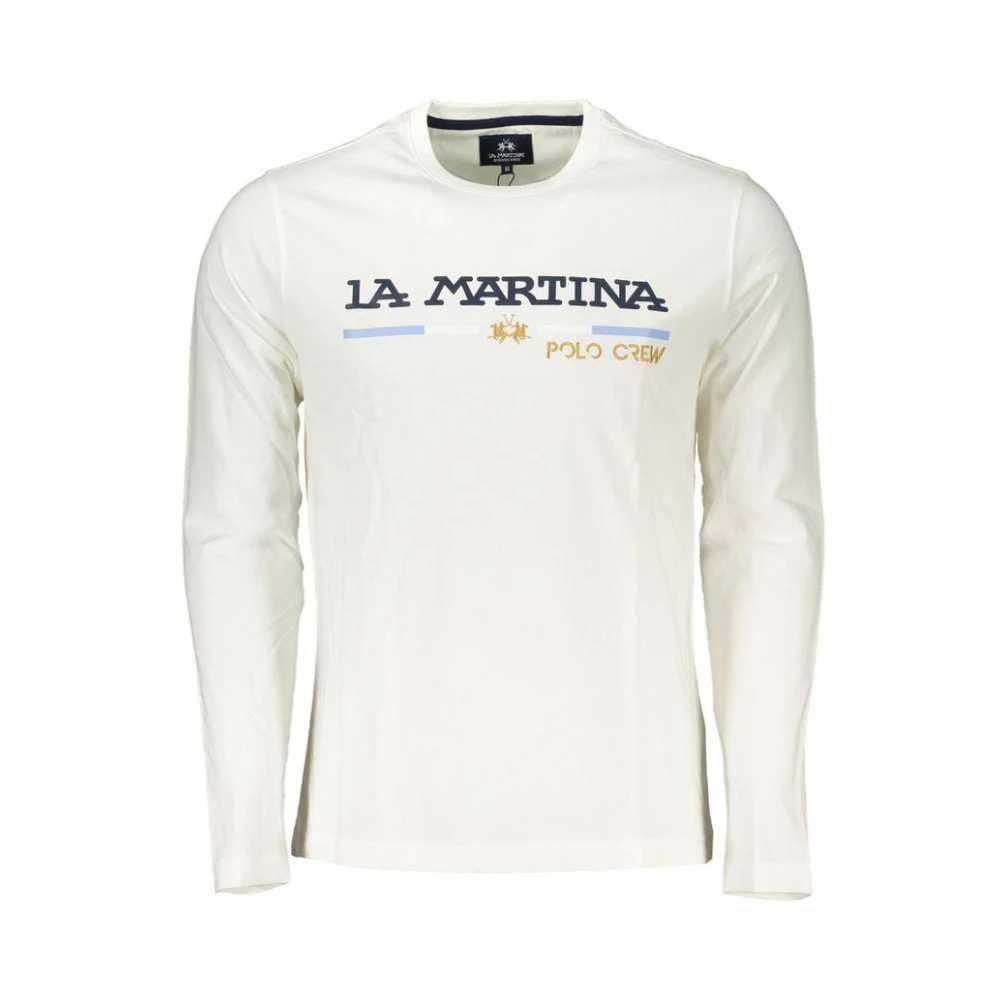 LA MARTINA Wit Geborduurd Ronde Hals T-Shirt White Heren
