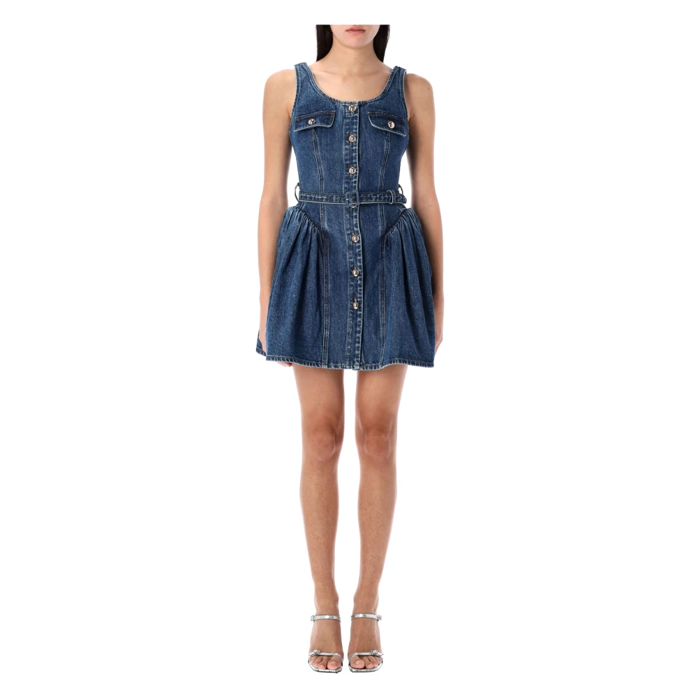 Self Portrait A-lijn Denim Mini Jurk Blue Dames