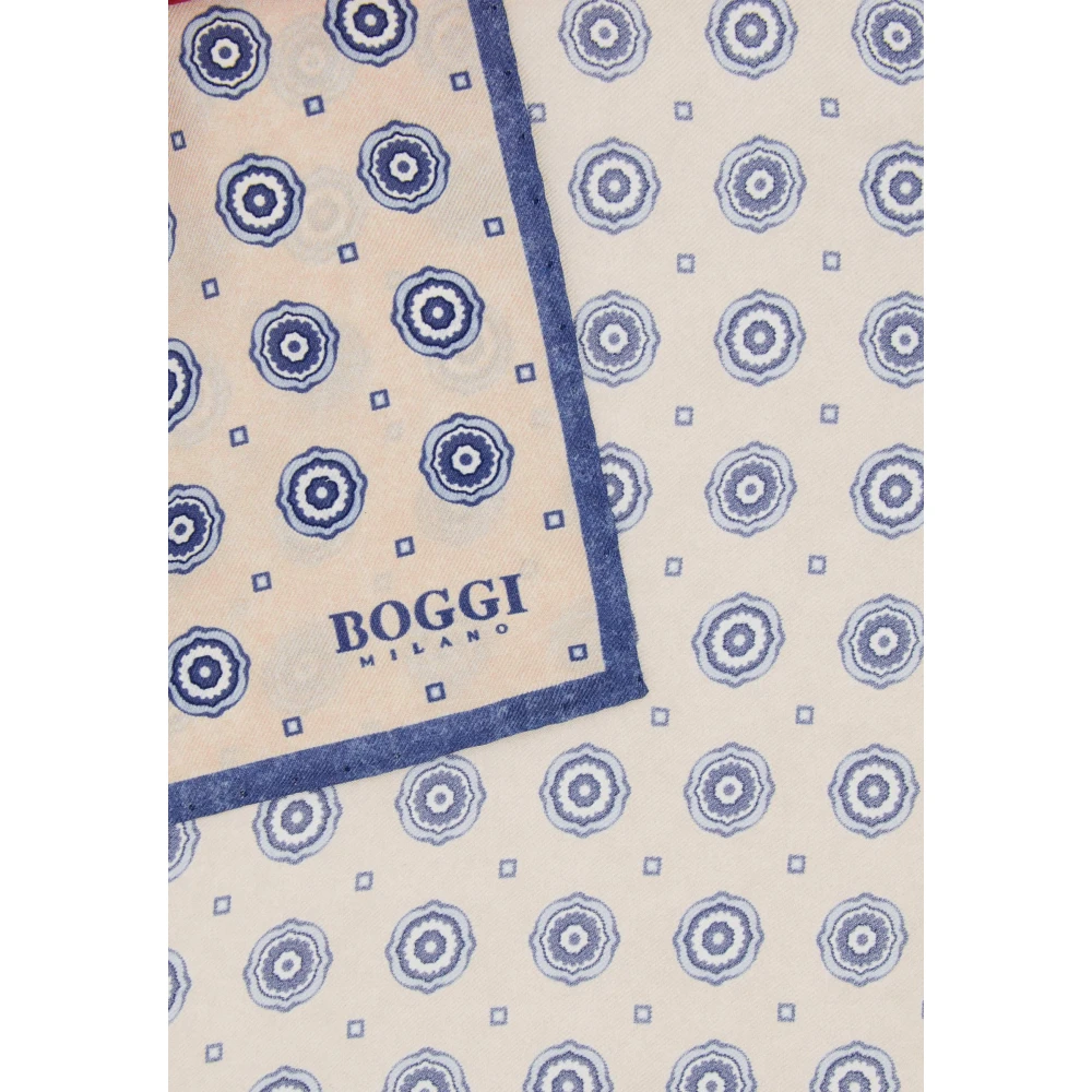 Boggi Milano Zijden Zakdoek met Medaillons Motief Blue Heren