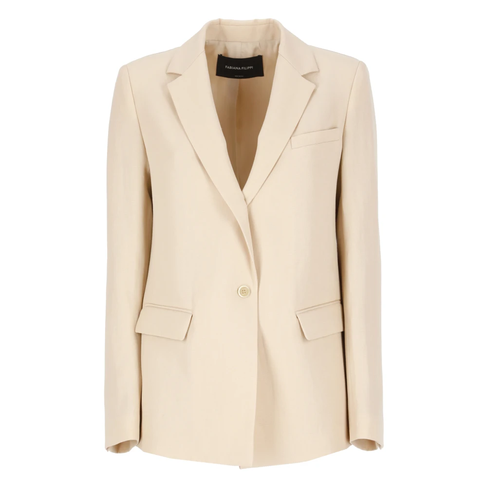 Fabiana Filippi Roze Wol Linnen Blazer Vrouw Pink Dames