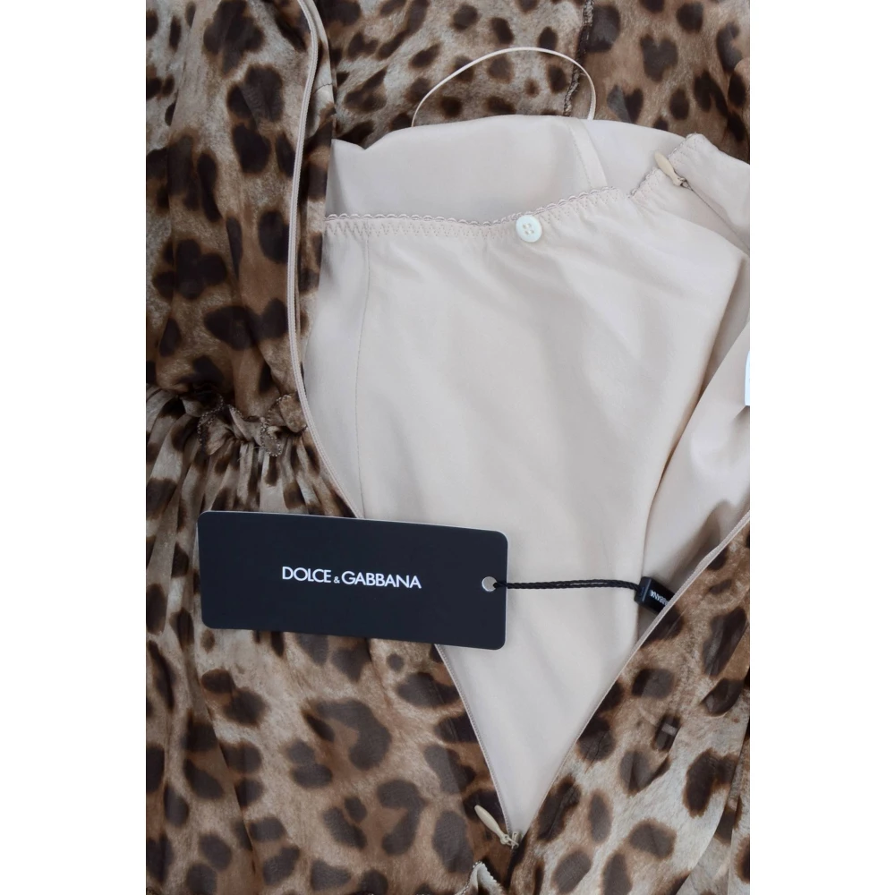 Dolce & Gabbana Lange jurk met dierenprint voor vrouwen Brown Dames