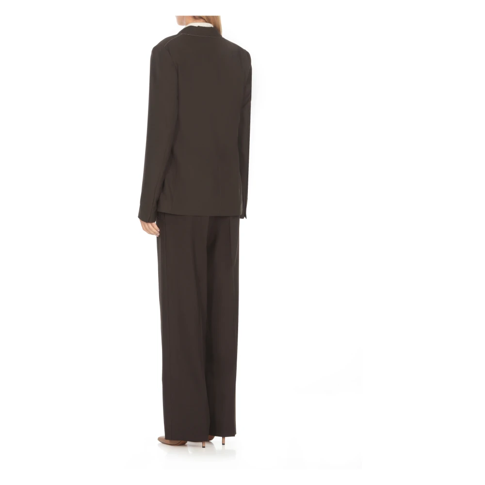 Fabiana Filippi Bruine wollen blazer met piek revers Brown Dames