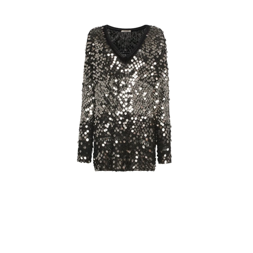 Roberto Cavalli Women's Black Sparkling Sequin Sweater