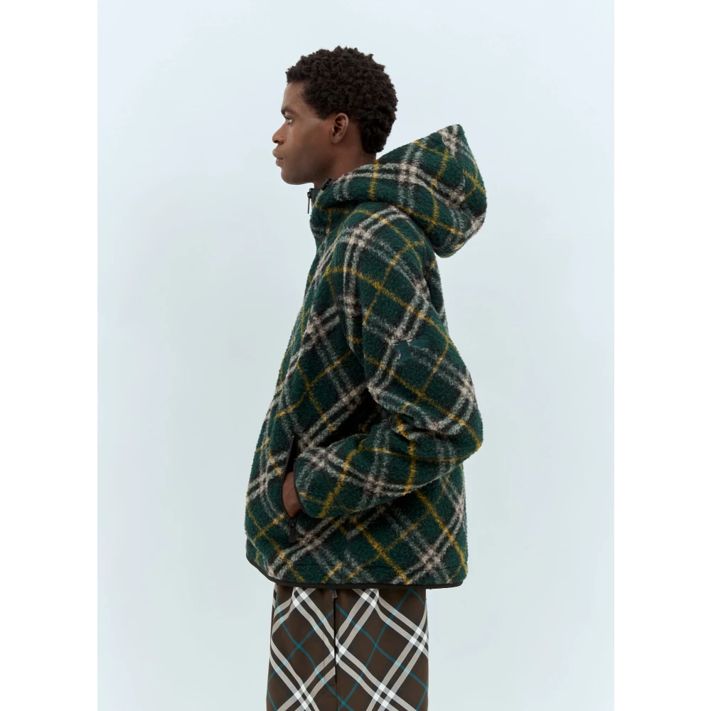 Burberry Geruite Fleece Hoodie Green Heren