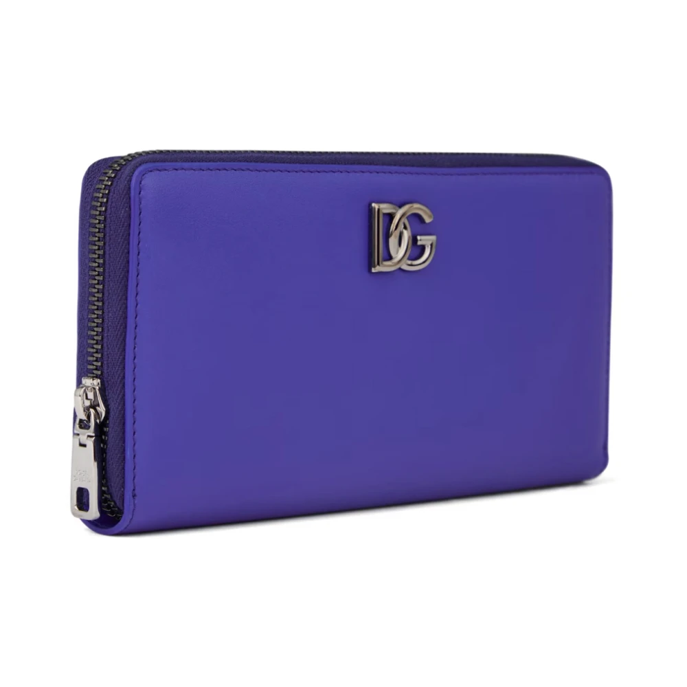 Dolce & Gabbana Logo Zip Around Portemonnee Blue Dames